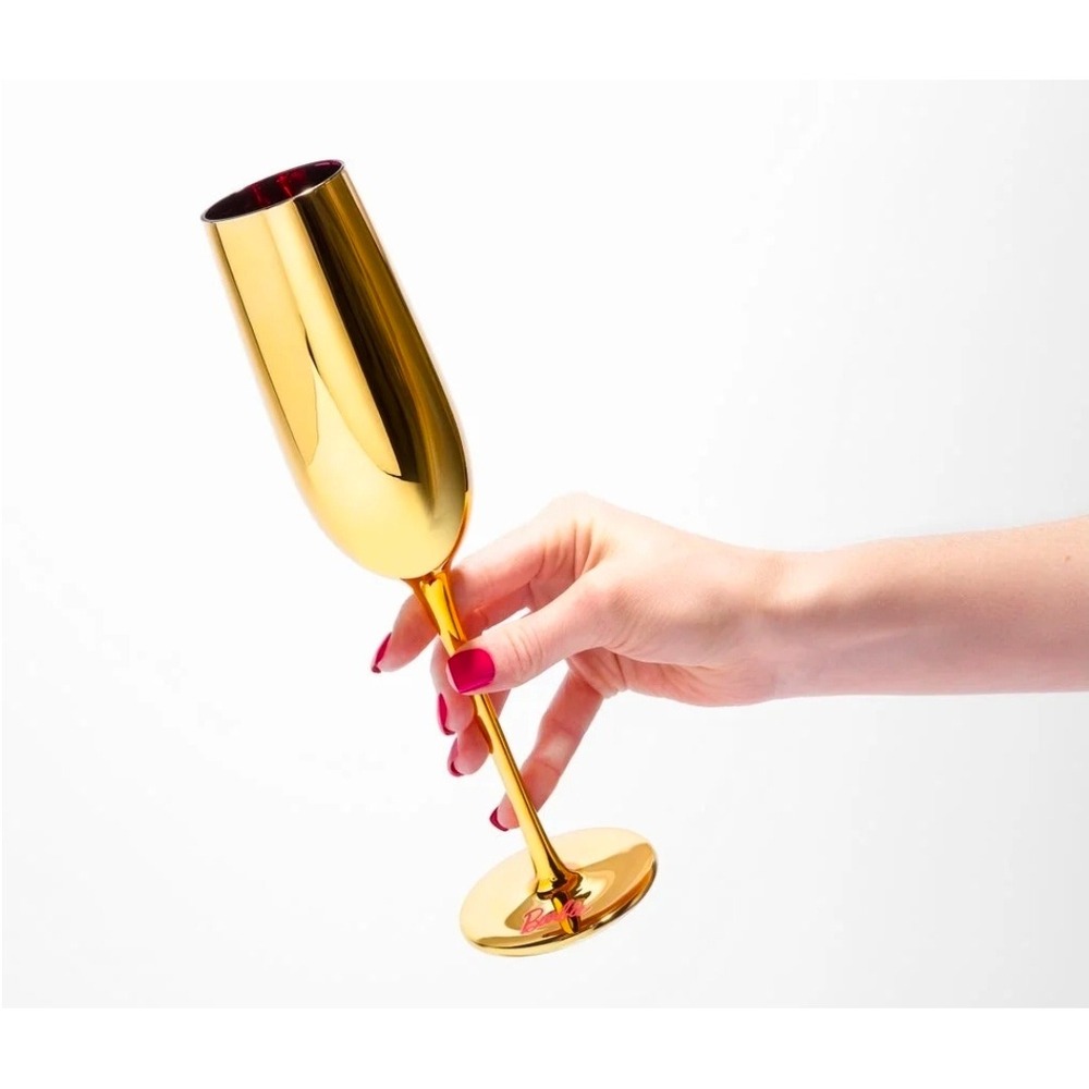 Barbie x Dragon Glassware Champagne Flutes Set of 2 Gold and Pink LimitedEdition - Picture 16 of 16